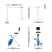 Artiss Under Desk Folding X-Bike with 120cm Automatic Standing Desk Magnetic Resistance White SDEB-ET157-WH-120-DB02