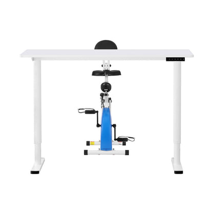 Artiss Under Desk Folding X-Bike with 120cm Automatic Standing Desk Magnetic Resistance White SDEB-ET157-WH-120-DB02