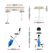 Artiss Under Desk Folding X-Bike with 120cm Automatic Standing Desk Magnetic Resistance Oak SDEB-S08-NW-120-DB02