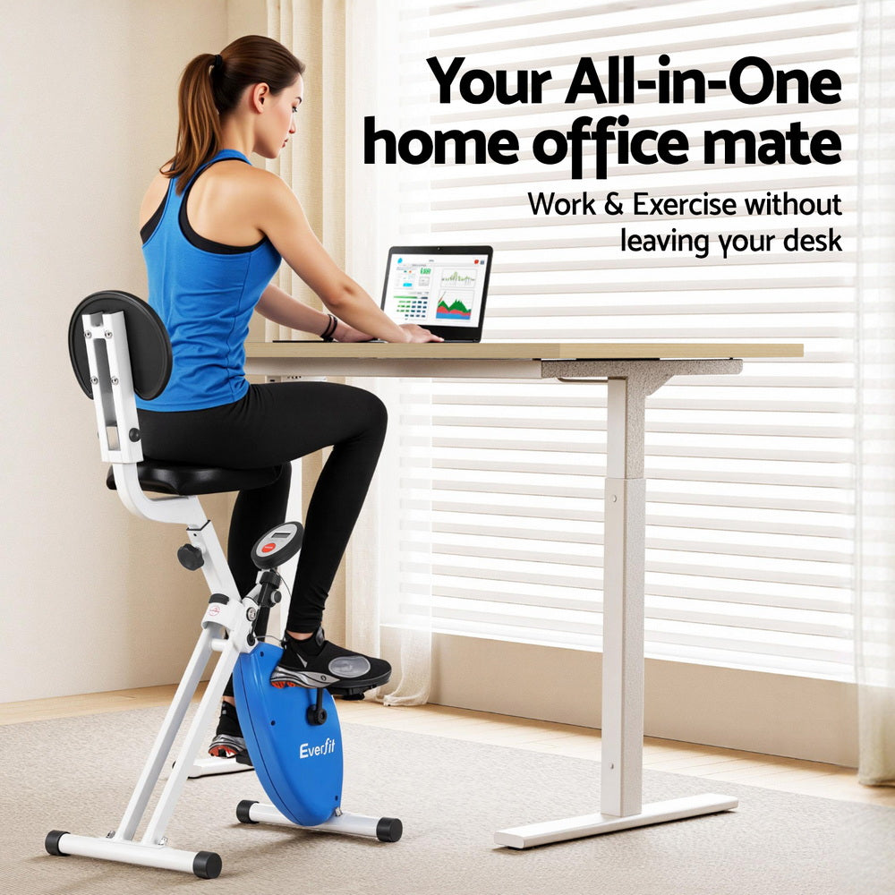 Artiss Under Desk Folding X-Bike with 120cm Automatic Standing Desk Magnetic Resistance Oak SDEB-S08-NW-120-DB02
