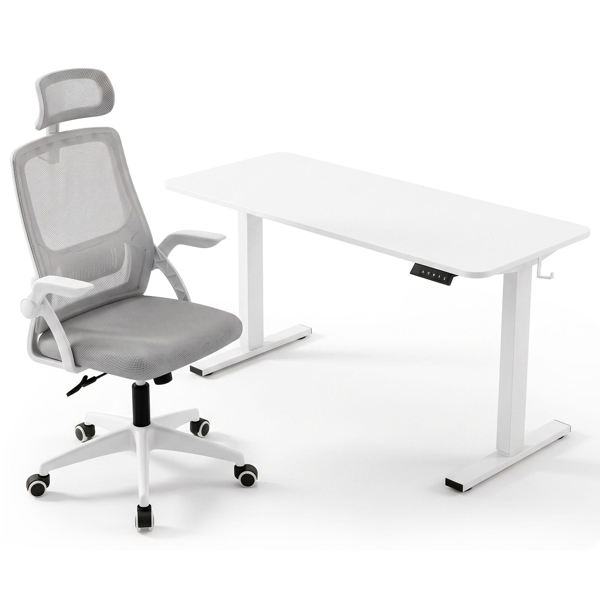 Artiss Standing Desk Office Chair Sit Stand Ergonomic Combo 140cm White