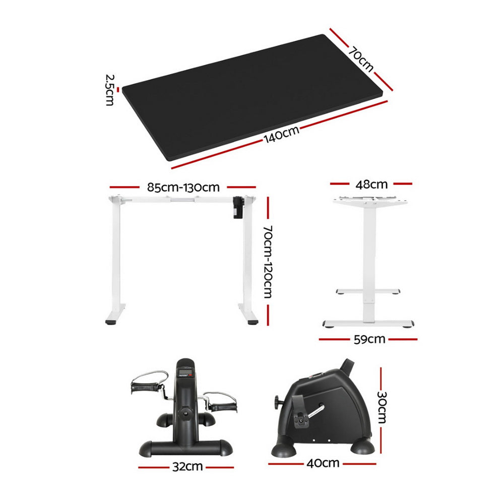 140cm Artiss Electric Standing Desk with Mini Pedal Exercise Bike Home Office SDPE-114G-140BK-012