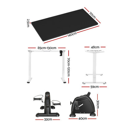 140cm Artiss Electric Standing Desk with Mini Pedal Exercise Bike Home Office SDPE-114G-140BK-012