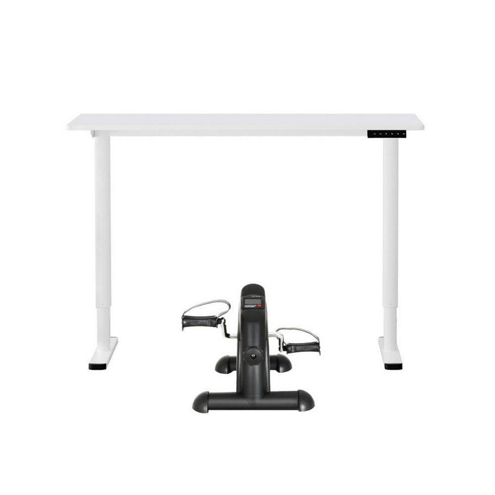Artiss 120cm Electric Standing Desk with Mini Peal Exercise Bike Home Office SDPE-ET157-120WH-012