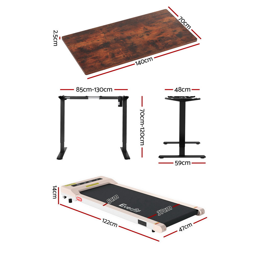 Artiss 360mm Treadmill Electric Walking Pad with 140cm Automatic Standing Desk SDTM-114G-BKRB-140-360PAD