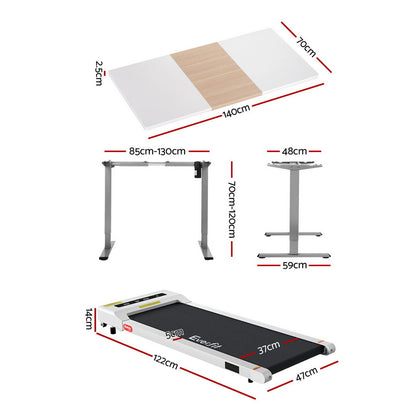 Artiss 360mm Treadmill Electric Walking Pad with140cm Automatic Standing Desk SDTM-114G-GYNW-140-360WH