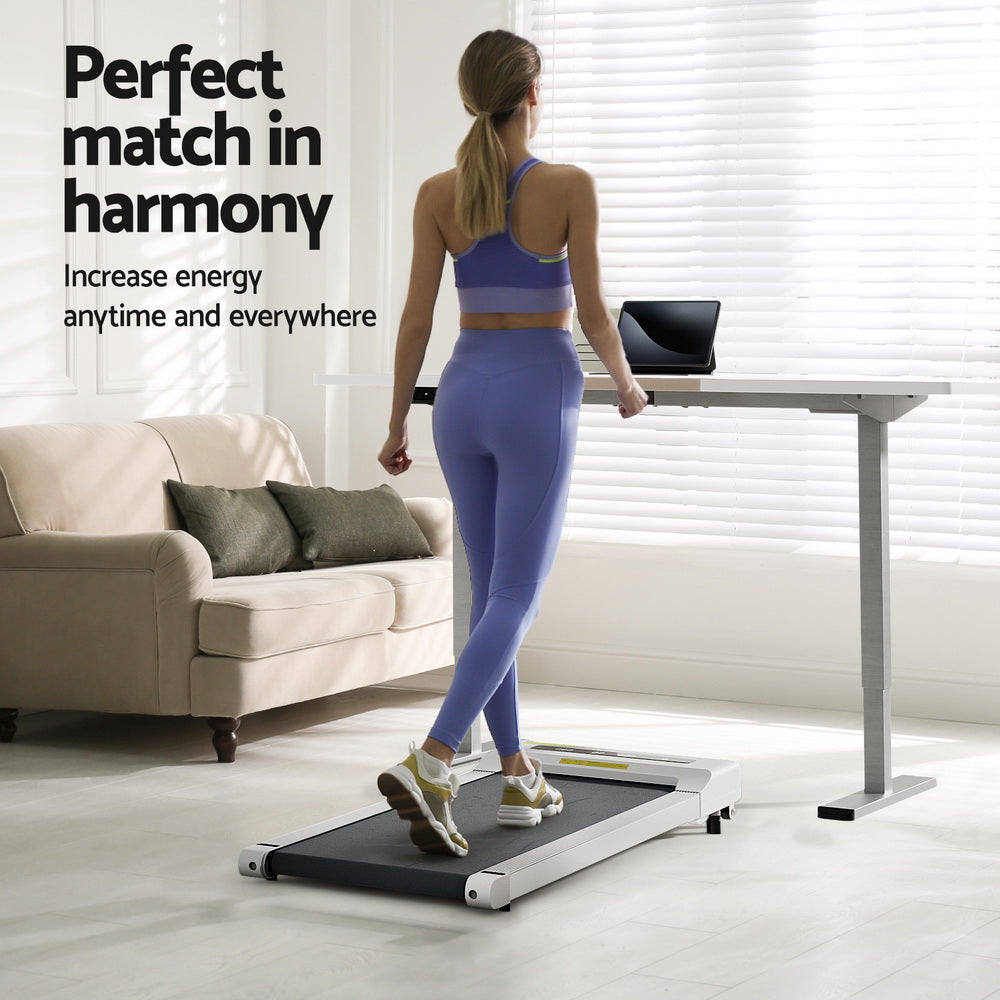 Artiss 360mm Treadmill Electric Walking Pad with140cm Automatic Standing Desk SDTM-114G-GYNW-140-360WH