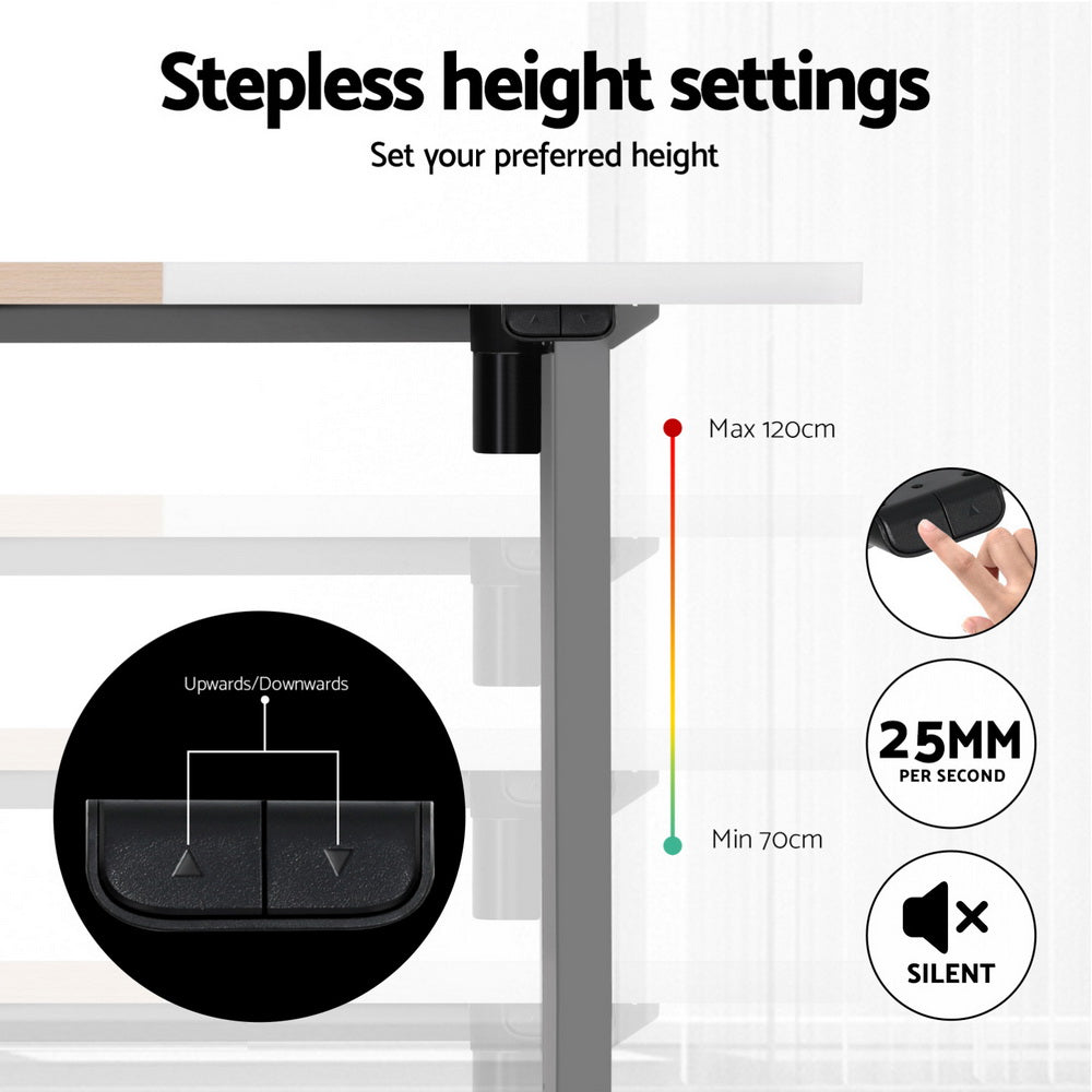 Artiss 360mm Treadmill Electric Walking Pad with140cm Automatic Standing Desk SDTM-114G-GYNW-140-360WH