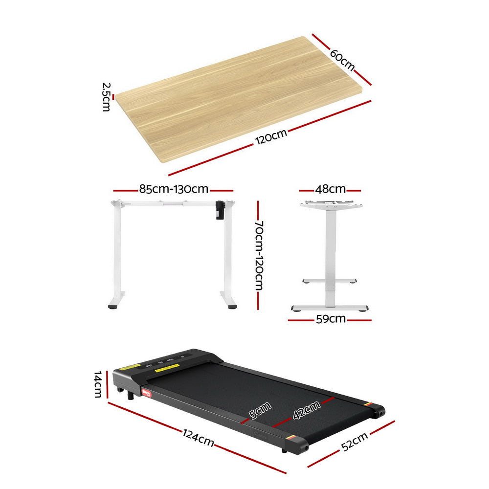 Artiss Electric Treadmill with 120cm Automatic Standing Desk Walking Pad 400mm SDTM-114G-WHNT-120-400PAD