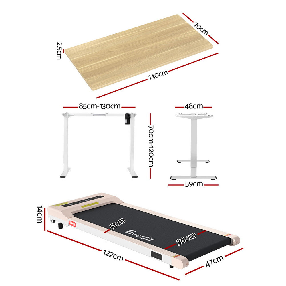 Artiss Electric Treadmill with 140cm Automatic Standing Desk Walking Pad 360mm SDTM-114G-WHNT-140-360PAD