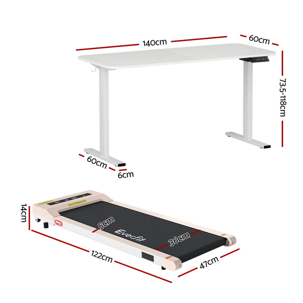 Artiss Electric Treadmill with 140cm Automatic Standing Desk Walking Pad 360mm SDTM-ET156E-WH-360PAD