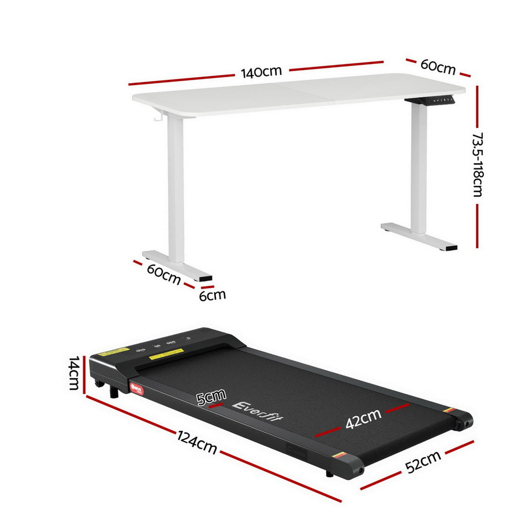Artiss Electric Treadmill with 140cm Automatic Standing Desk Walking Pad 400mm SDTM-ET156E-WH-400PAD