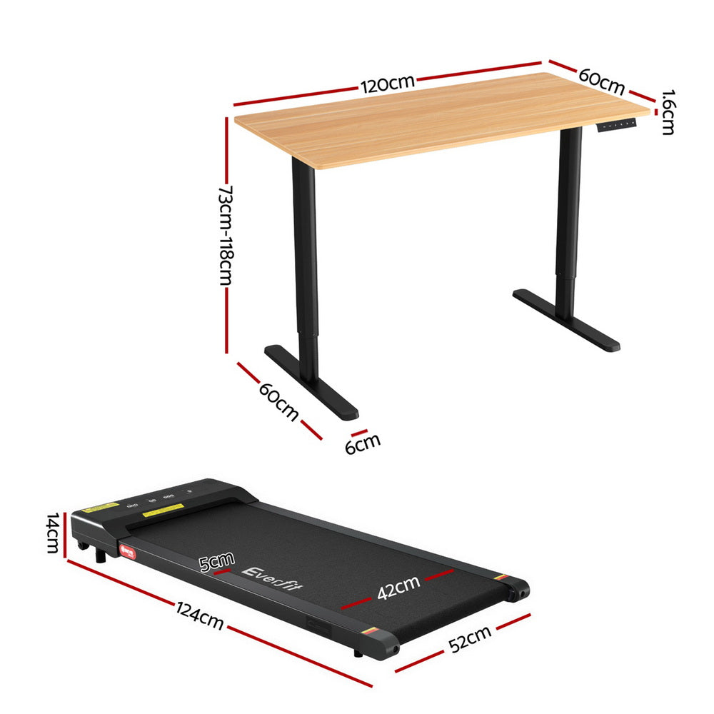 Artiss Electric Treadmill with 120cm Automatic Standing Desk Walking Pad 400mm SDTM-ET157-BKNT-400PAD