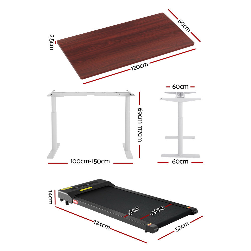 Artiss 400mm Treadmill Electric Walking Pad with 120cm Automatic Standing Desk SDTM-M10-WHWA-120-400PAD
