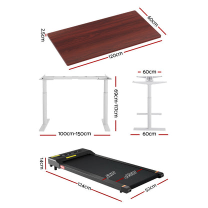 Artiss 400mm Treadmill Electric Walking Pad with 120cm Automatic Standing Desk SDTM-M10-WHWA-120-400PAD
