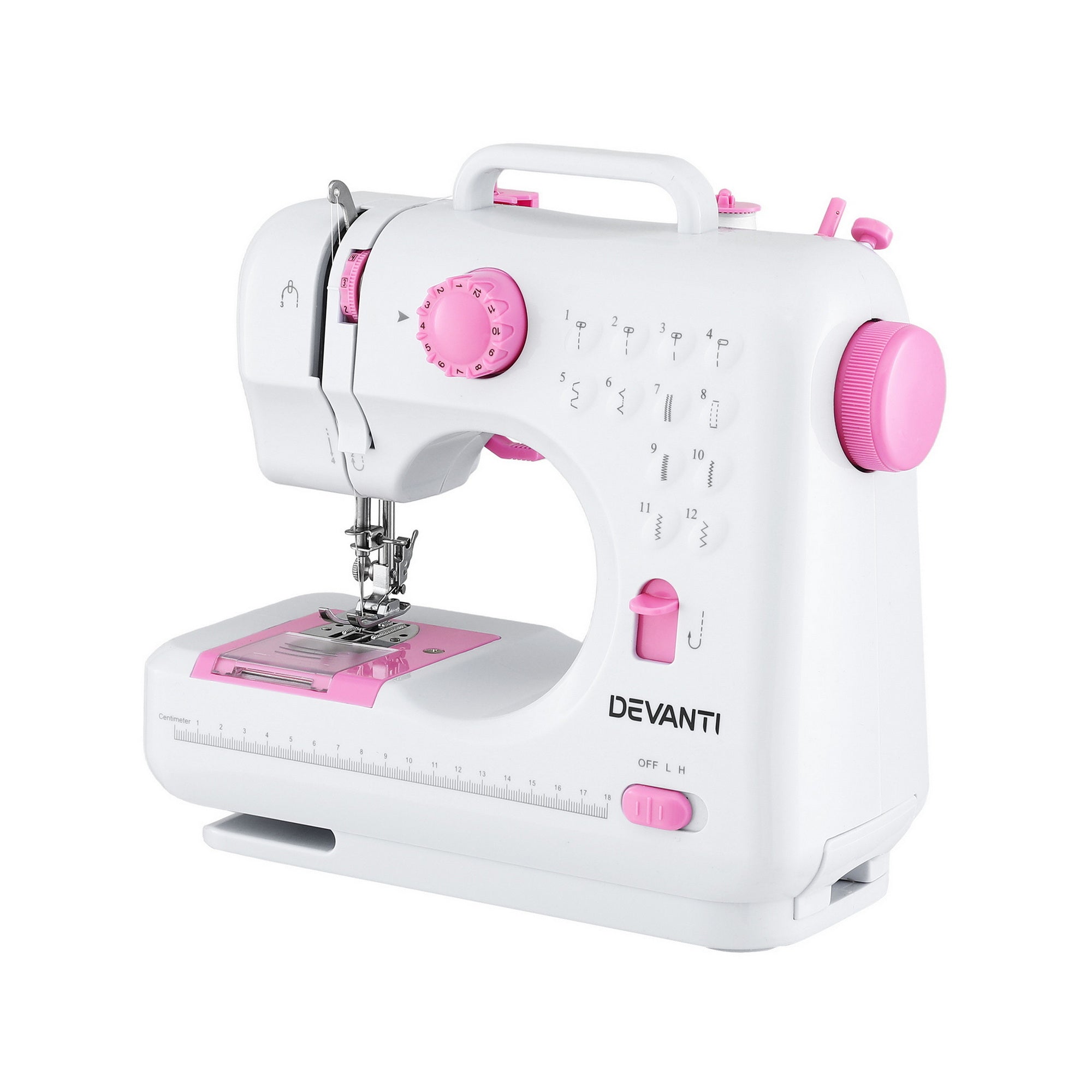 Devanti 12 Stitches Mini Sewing Machine for Beginners Portable Sewing Machine Kit with LED Lights SEW-A-12-PK
