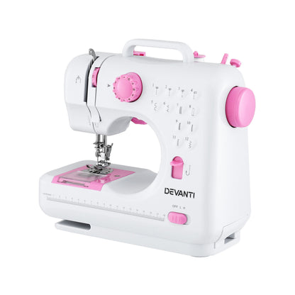 Devanti 12 Stitches Mini Sewing Machine for Beginners Portable Sewing Machine Kit with LED Lights SEW-A-12-PK
