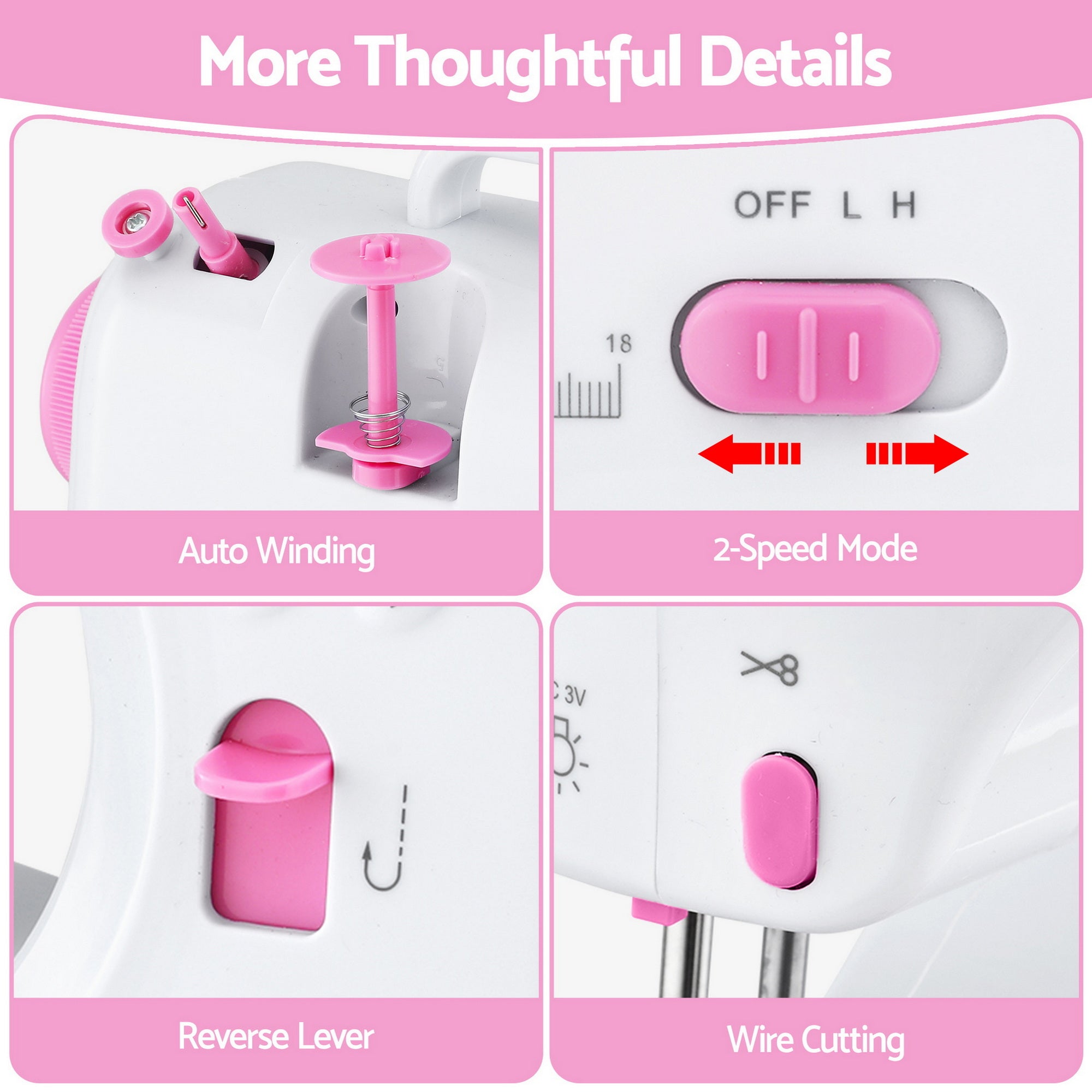 Devanti 12 Stitches Mini Sewing Machine for Beginners Portable Sewing Machine Kit with LED Lights SEW-A-12-PK