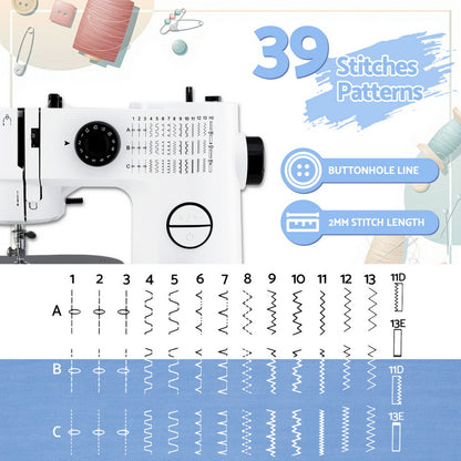 Devanti 39 Stitches Mini Sewing Machine Portable Sewing Machine Kit SEW-A-41-BK