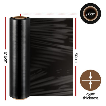 500mm x 400m Stretch Film Pallet Shrink Wrap 1 Roll Package Use Plastic Black SF-50X400-1-BK