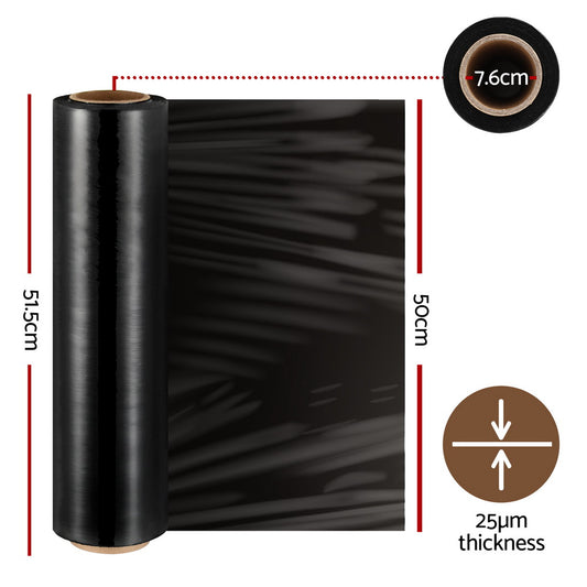 500mm x 400m Stretch Film Pallet Shrink Wrap 1 Roll Package Use Plastic Black SF-50X400-1-BK
