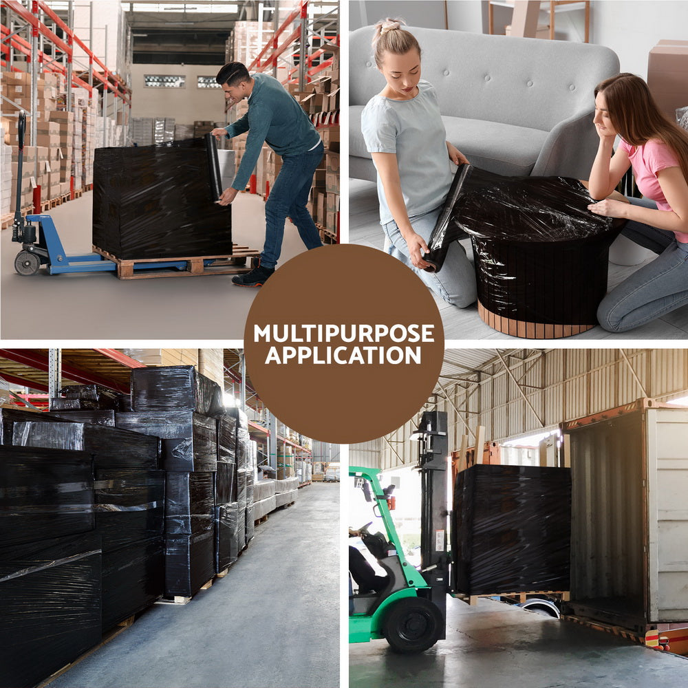 500mm x 400m Stretch Film Pallet Shrink Wrap 1 Roll Package Use Plastic Black SF-50X400-1-BK
