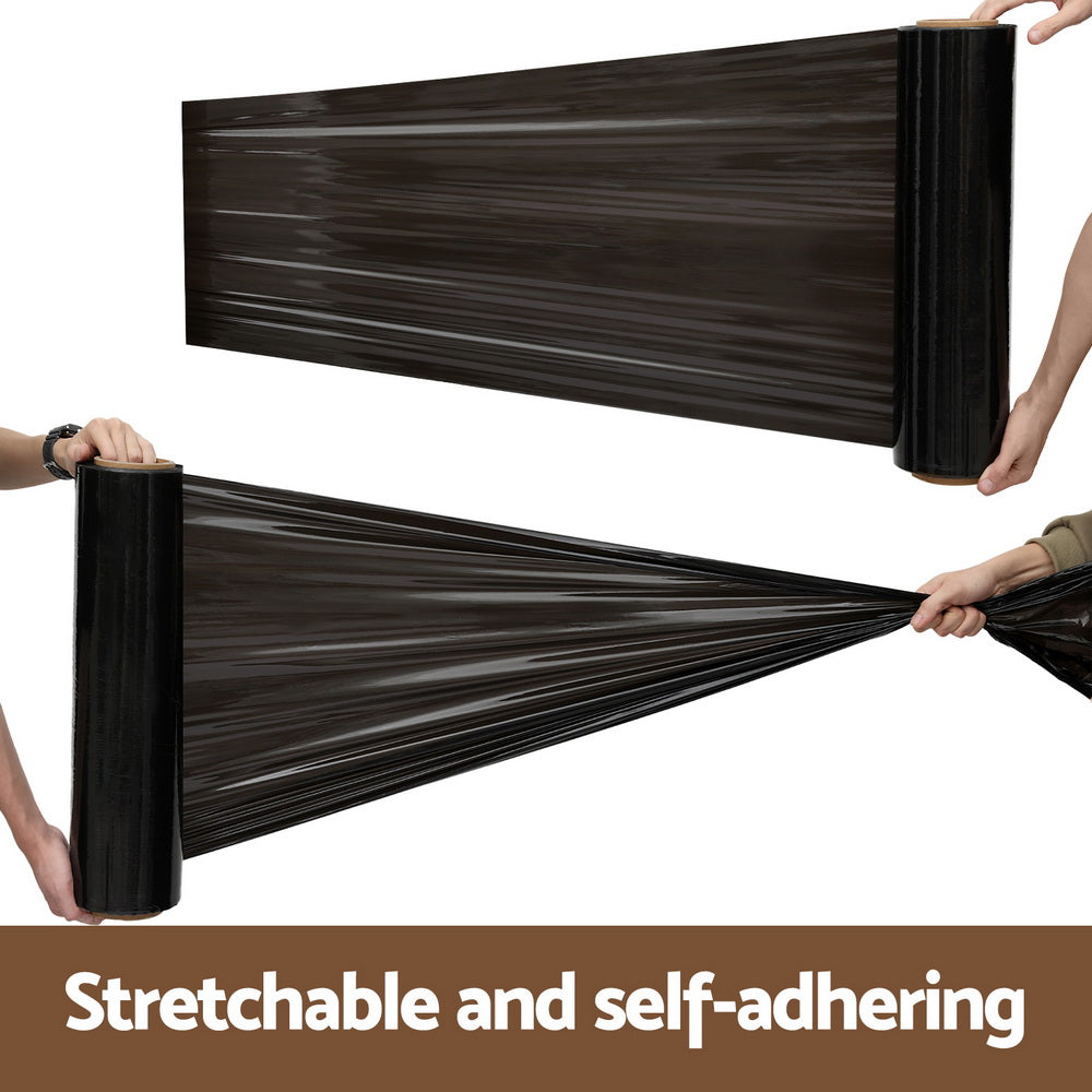 500mm x 400m Stretch Film Pallet Shrink Wrap 2 Rolls Package Use Plastic Black SF-50X400-2-BK