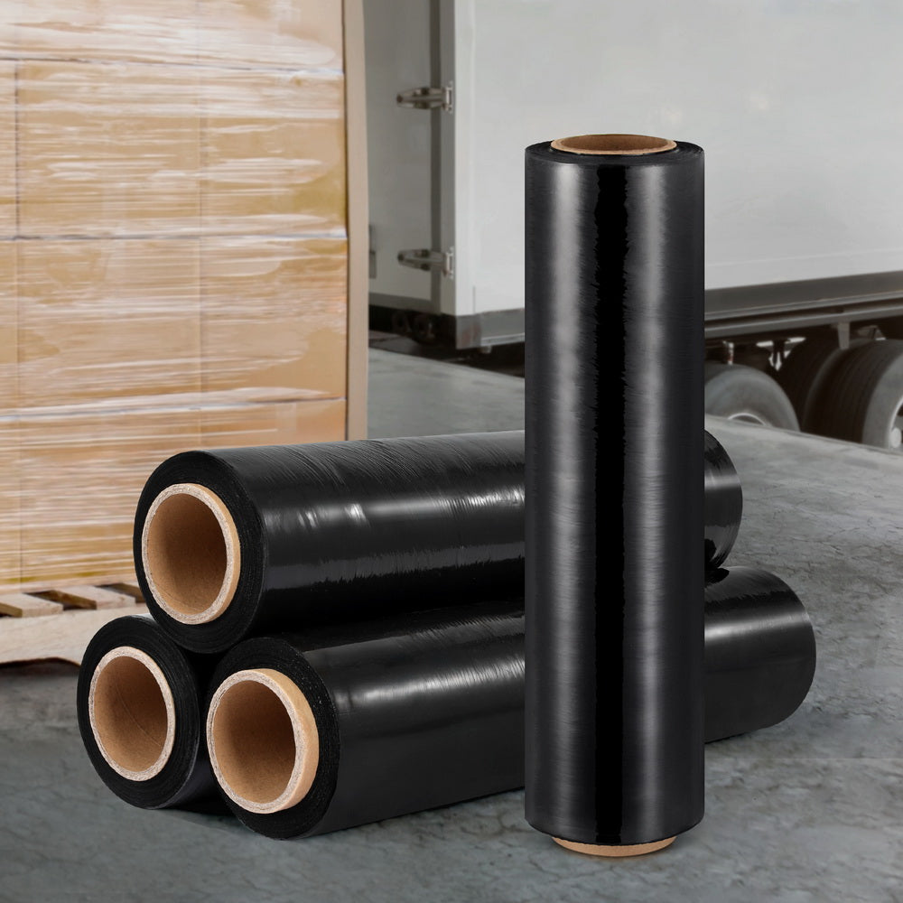 500mm x 400m Stretch Film Pallet Shrink Wrap 4 Rolls Package Use Plastic Black SF-50X400-4-BK