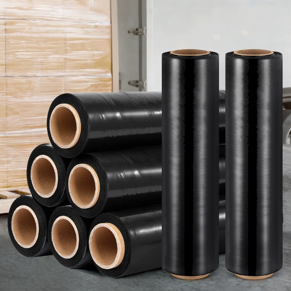 500mm x 400m Stretch Film Pallet Shrink Wrap 8 Rolls Package Use Plastic Black SF-50X400-4-BKX2