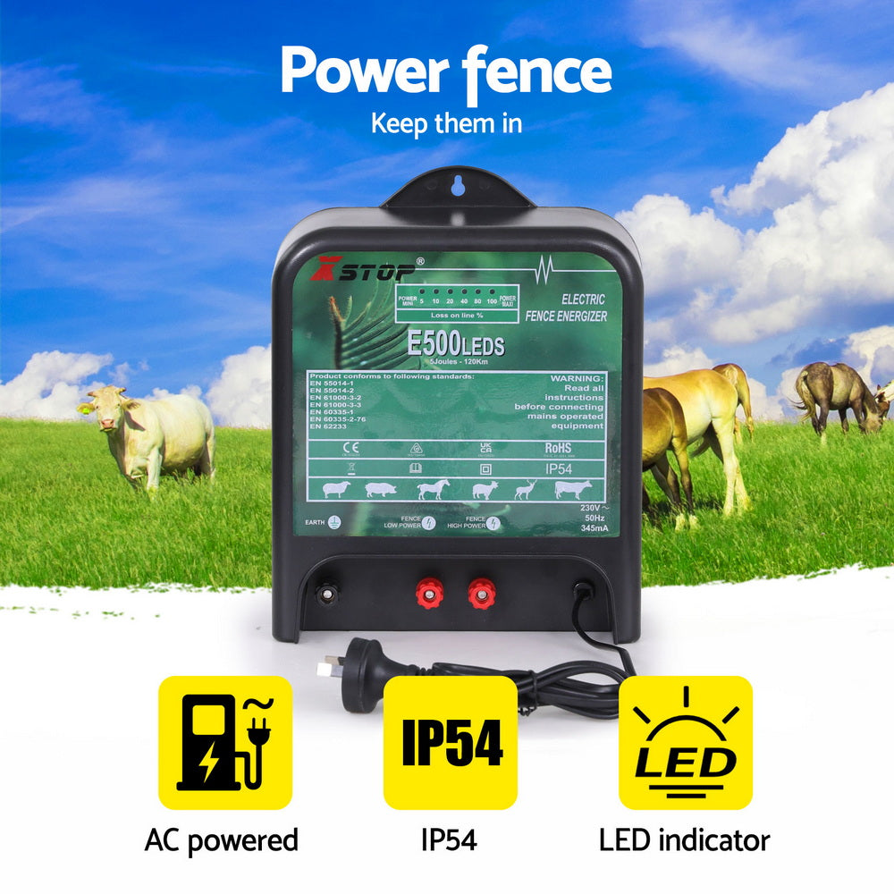 XSTOP Electric Fence Energiser 5J 220-240V 120km SFC-AC5J-120KM