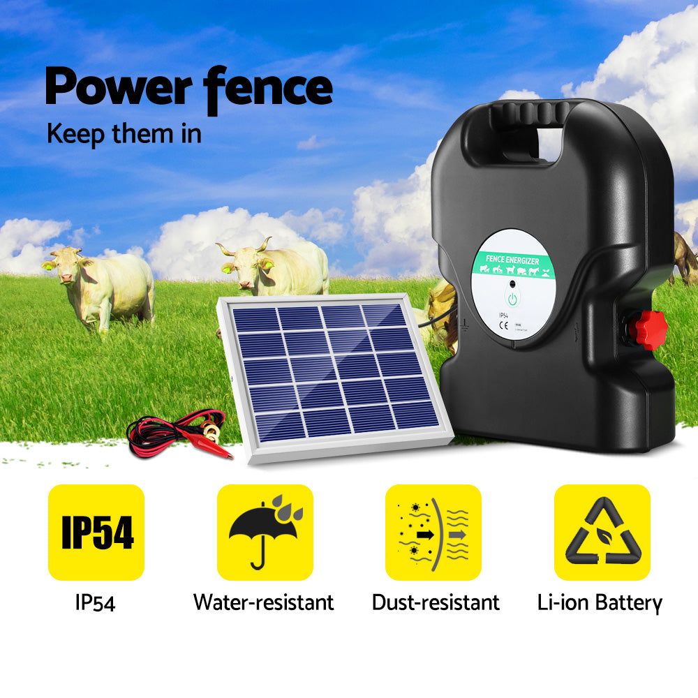 Giantz Fence Energiser 20KM Solar Powered 1.2J Electric SFC-FC120-20KM