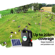 Giantz Fence Energiser 20KM Solar Powered 1.2J Electric SFC-FC120-20KM