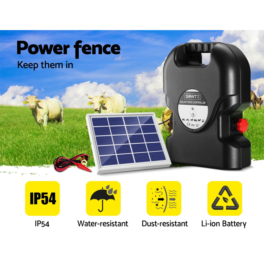 Giantz Fence Energiser 15KM Solar Powered 0.8J Electric SFC-FCO80-15KM