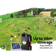 Giantz Fence Energiser 15KM Solar Powered 0.8J Electric SFC-FCO80-15KM
