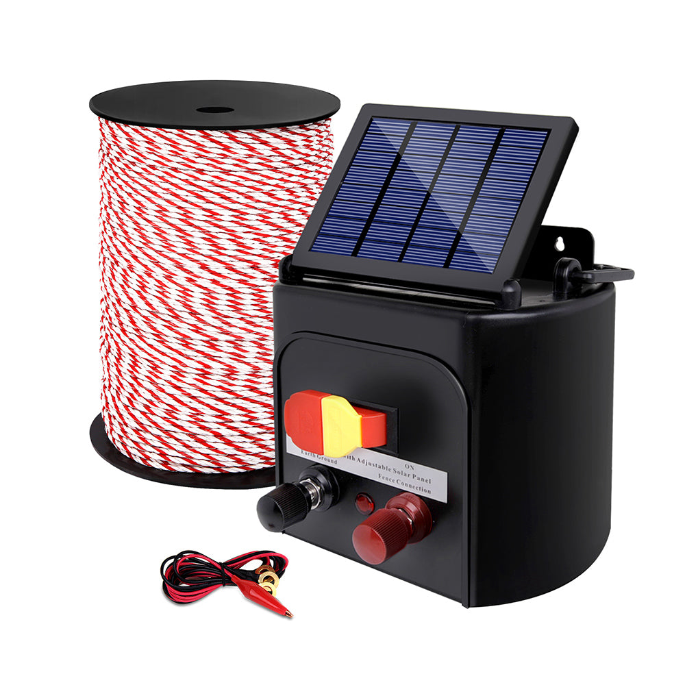 Giantz Fence Energiser 5KM Solar Powered Electric 500M Poly Rope SFC-FIK-ROPE-500M-5KM