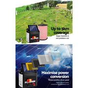Giantz Fence Energiser 5KM Solar Powered Electric 500M Poly Rope SFC-FIK-ROPE-500M-5KM