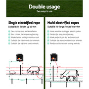 Giantz Fence Energiser 5KM Solar Powered Electric 500M Poly Rope SFC-FIK-ROPE-500M-5KM
