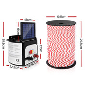 Giantz Fence Energiser 8KM Solar Powered Electric 500M Poly Rope SFC-FIK-ROPE-500M-8KM