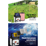 Giantz Fence Energiser 8KM Solar Powered Electric 500M Poly Rope SFC-FIK-ROPE-500M-8KM