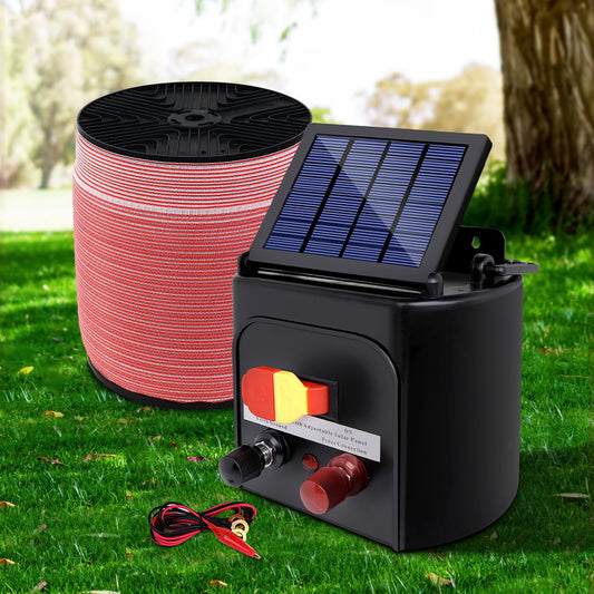 Giantz Fence Energiser 3KM Solar Powered Electric 1200M Poly Tape SFC-FIK-TAPE-1200M-3KM