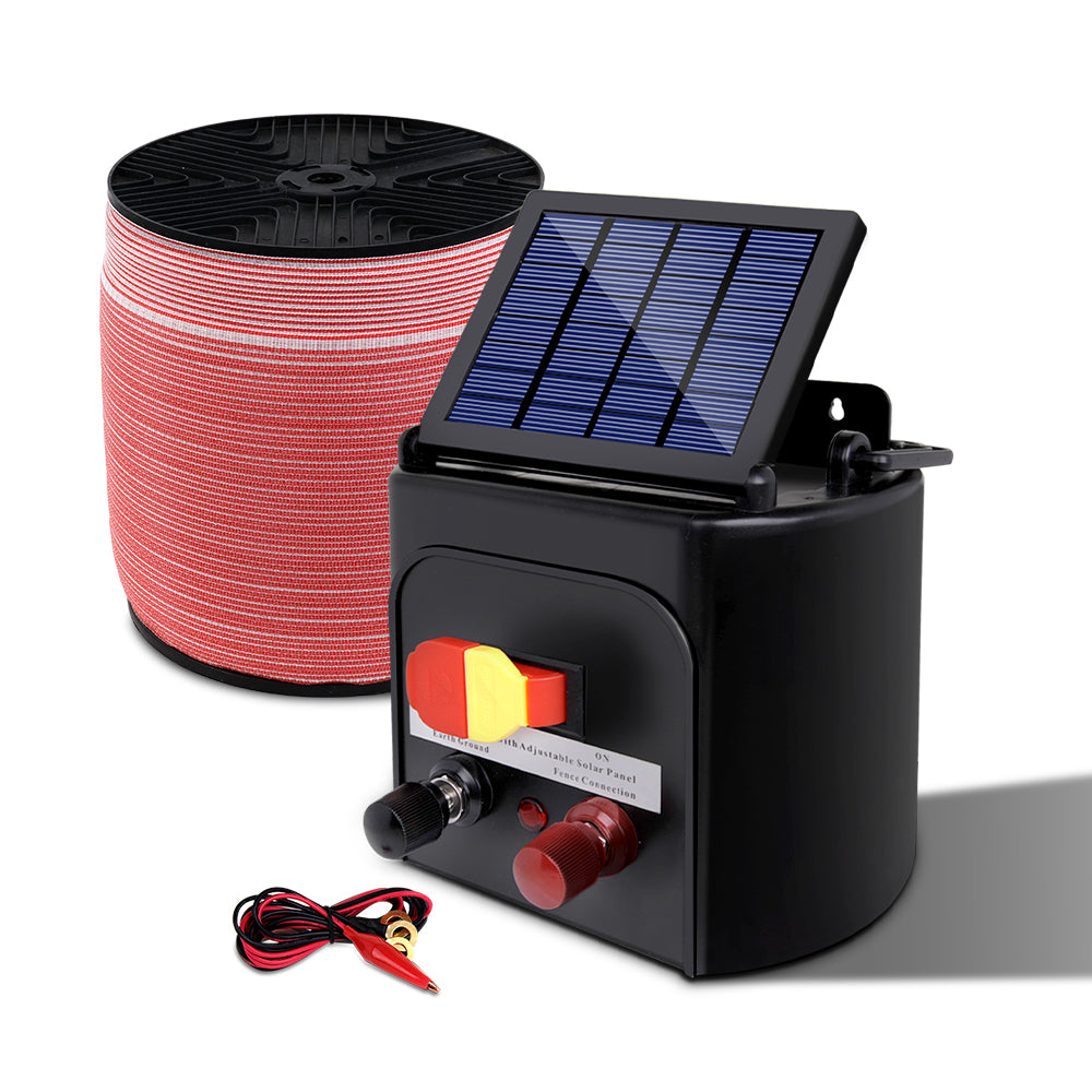Giantz Fence Energiser 3KM Solar Powered Electric 1200M Poly Tape SFC-FIK-TAPE-1200M-3KM