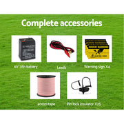 Giantz Fence Energiser 8KM Solar Powered Electric 400M Poly Tape Insulator SFC-FIK-TAPE-8KM-N