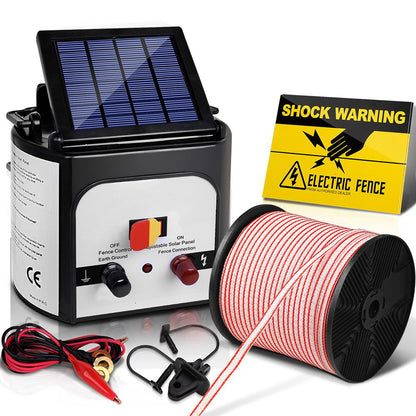 Giantz Fence Energiser 8KM Solar Powered Electric 400M Poly Tape Insulator SFC-FIK-TAPE-8KM-N