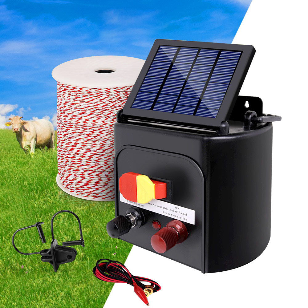 Giantz Fence Energiser 3KM Solar Powered Electric 500M Poly Wire Insulator SFC-FIK-WIRE-3KM