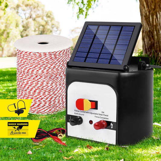 Giantz Fence Energiser 8KM Solar Powered Electric 500M Poly Wire Insulator SFC-FIK-WIRE-8KM-N