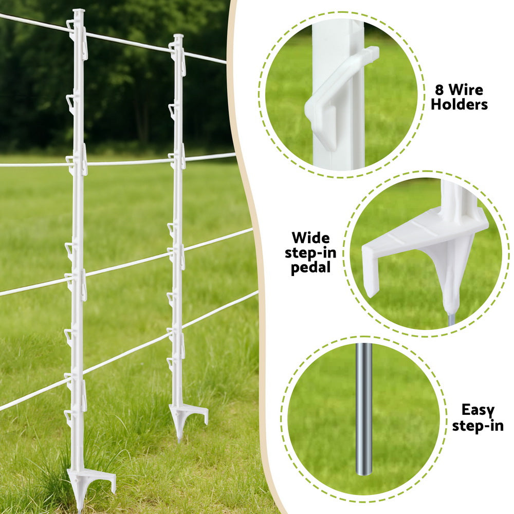 Giantz Electric Fence Posts 20pcs Electric Fence Poly White SFC-FP110-20-WH