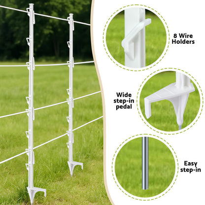 Giantz Electric Fence Posts 20pcs Electric Fence Poly White SFC-FP110-20-WH