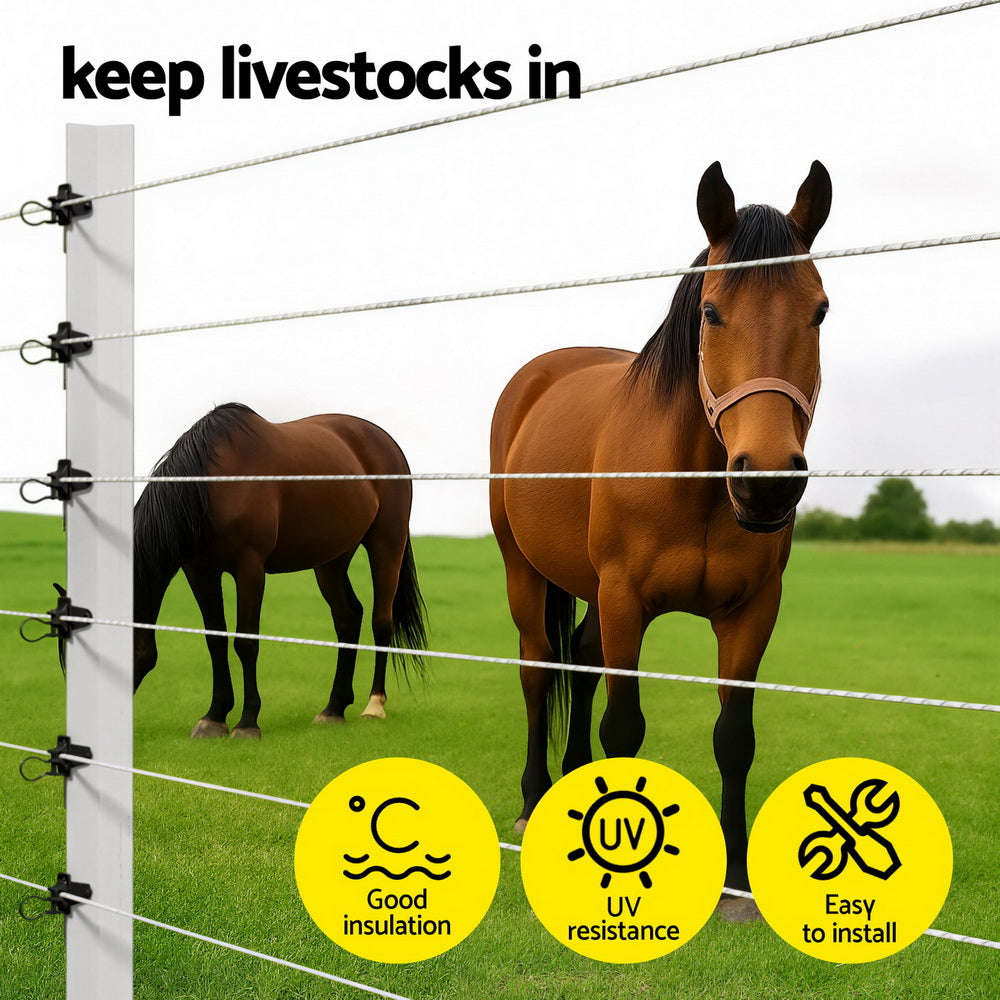 Giantz Electric Fence Insulators 200pcs Pinlock Black SFC-LOCK-200