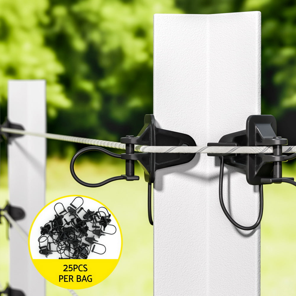 Giantz Electric Fence Insulators 200pcs Pinlock Black SFC-LOCK-200