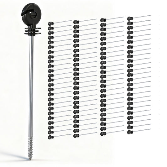 Giantz Electric Fence Ring Insulators 100pcs Stand off Screw in Insulator Black SFC-LOCK25-100